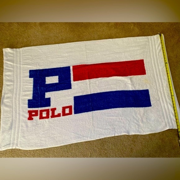 Polo “Ralph Lauren” Vintage Full Size Beach Towel:Red, White, & Blue Terry Cloth - Picture 3 of 5